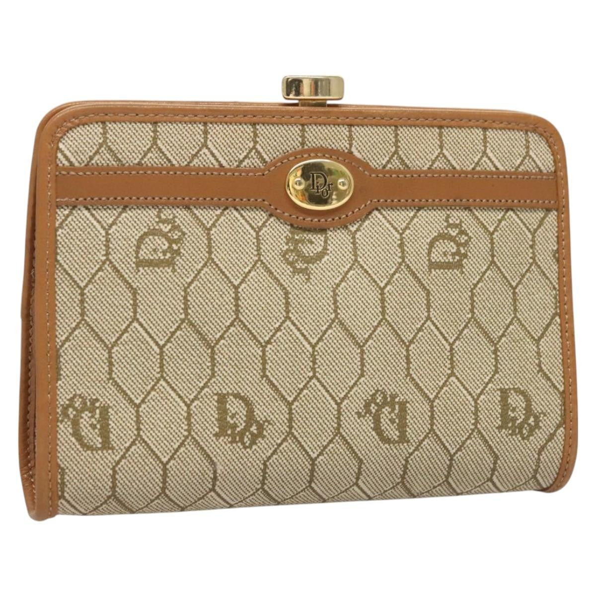 Christian Dior   Honeycomb Zip Pouch Coated Canvas Beige Pvc Clutche & Pouche Bag ()