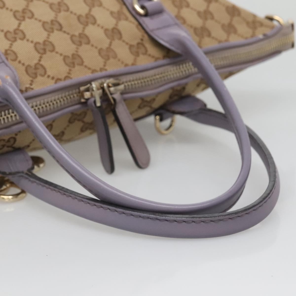 Gucci Convertible Belted Tote Gg Canvas With Leather Beige Canvas Tote Bag Bag ( )