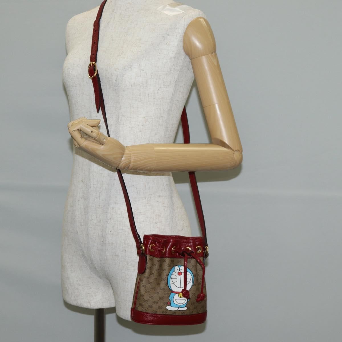 Gucci Doraemon Bucket Bag Printed Mini Gg Coated Canvas Beige Pvc Bag ( )