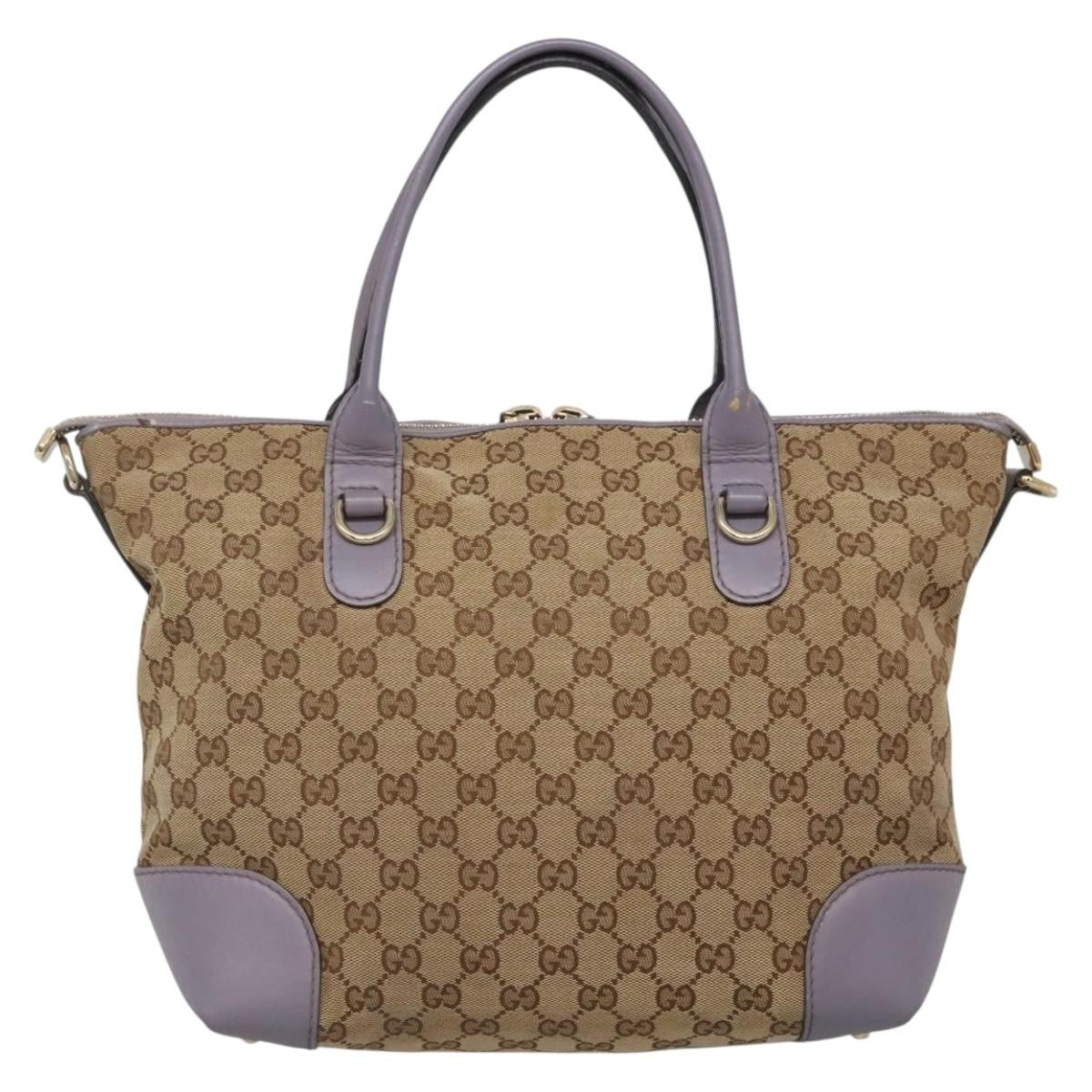 Gucci Convertible Belted Tote Gg Canvas With Leather Beige Canvas Tote Bag Bag ( )