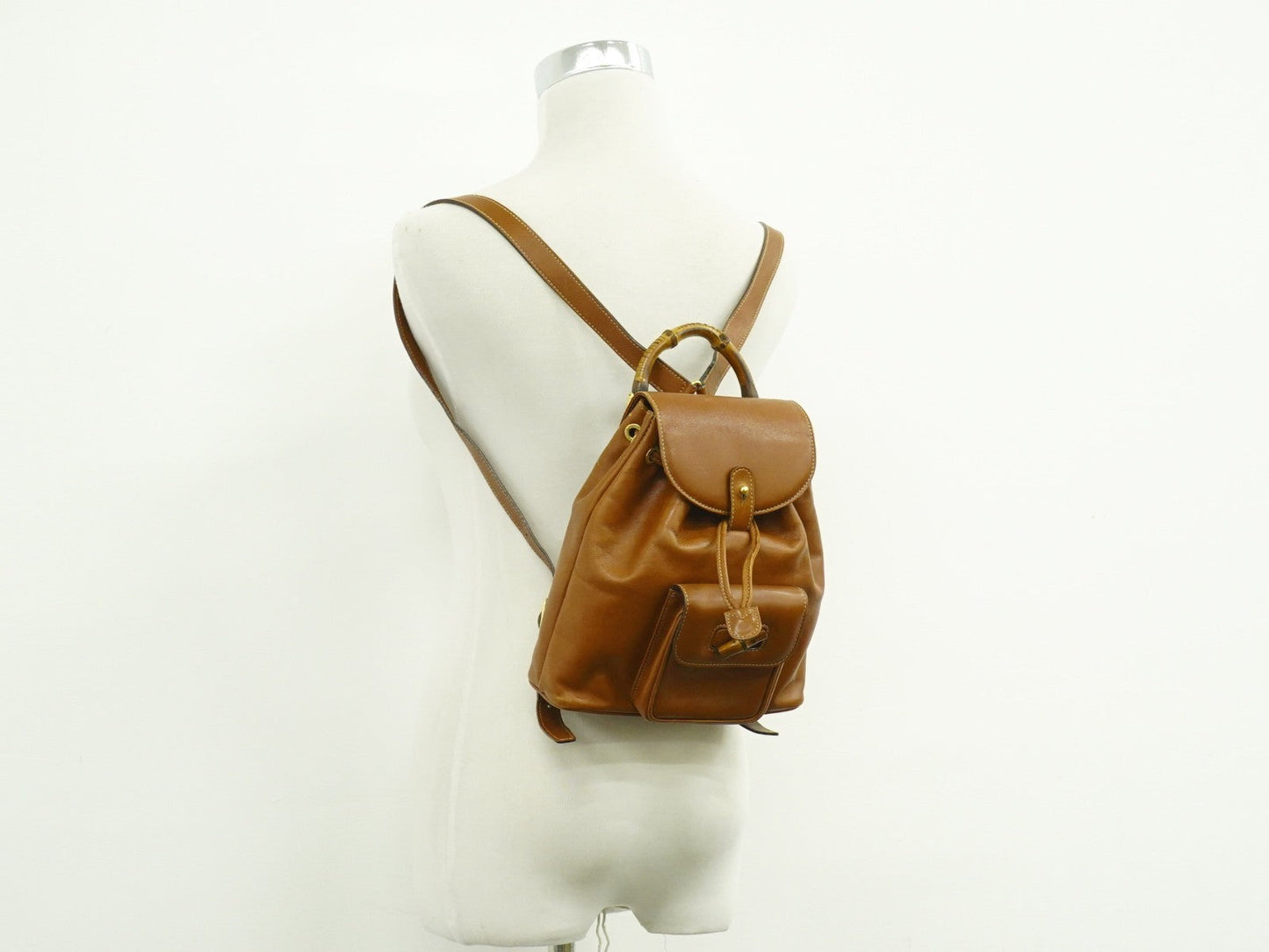Gucci   Bamboo Backpack Leather Brown Leather Backpack Bag ( )