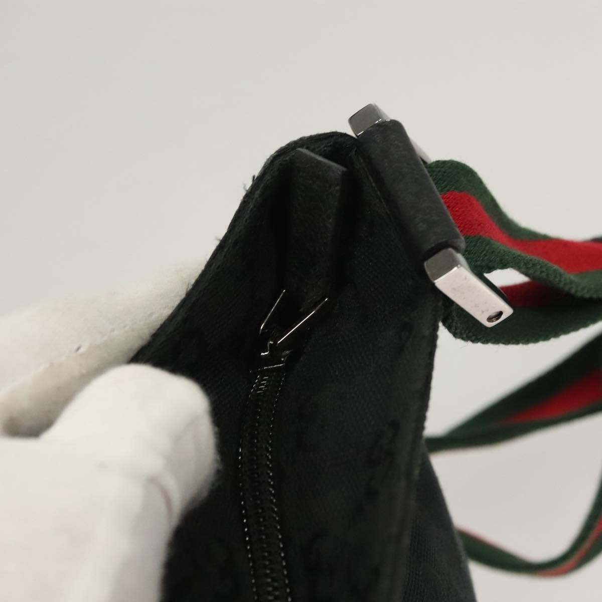 Gucci Web Strap Zip Messenger Bag Gg Canvas Black Canvas Shoulder Bag Bag ( )