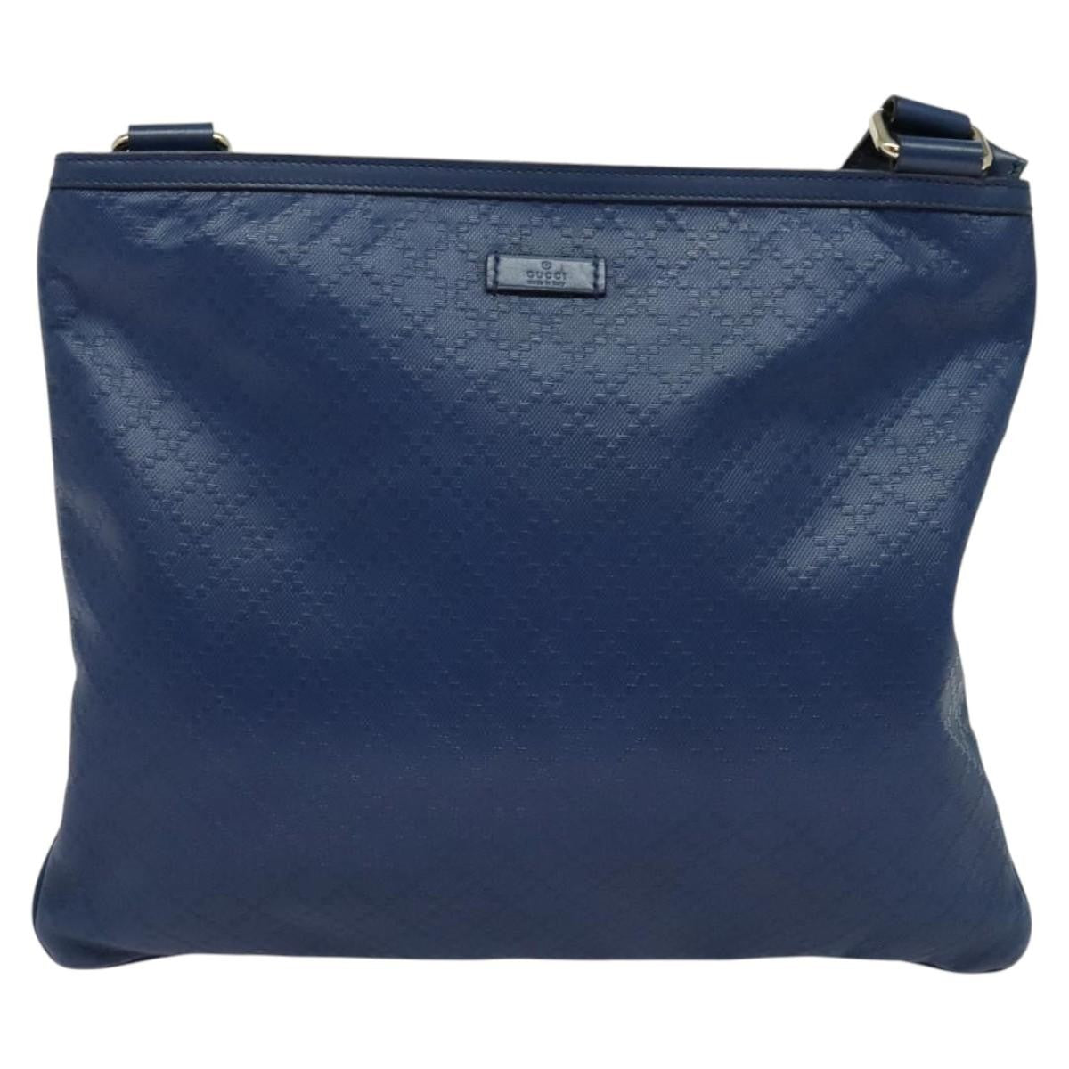 Gucci Zip Top Messenger Bag Diamante Leather Blue Leather Shoulder Bag Bag ( )