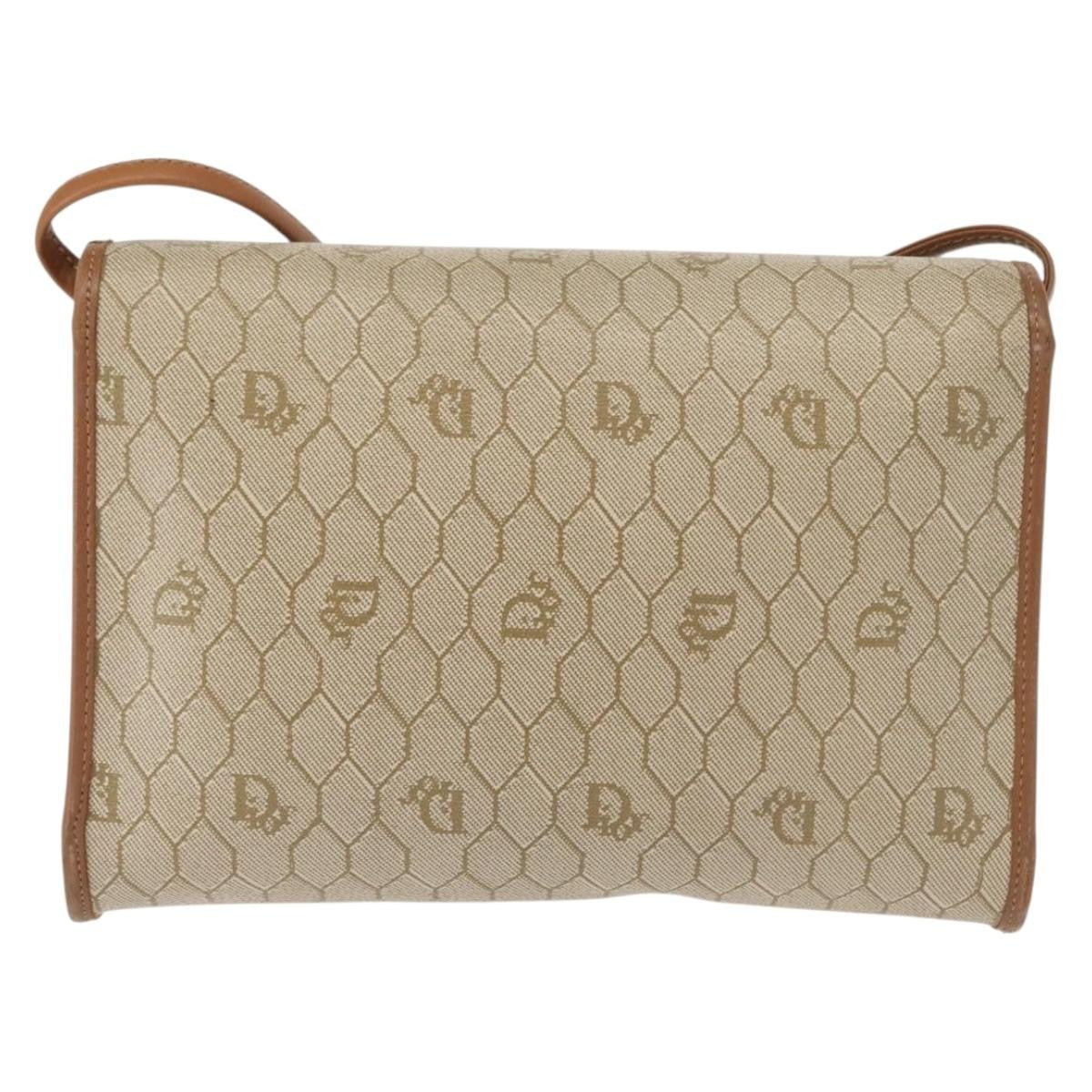 Christian Dior   Honeycomb Flap Crossbody Bag Canvas And Leather Beige Canvas Shoulder Bag Bag ()