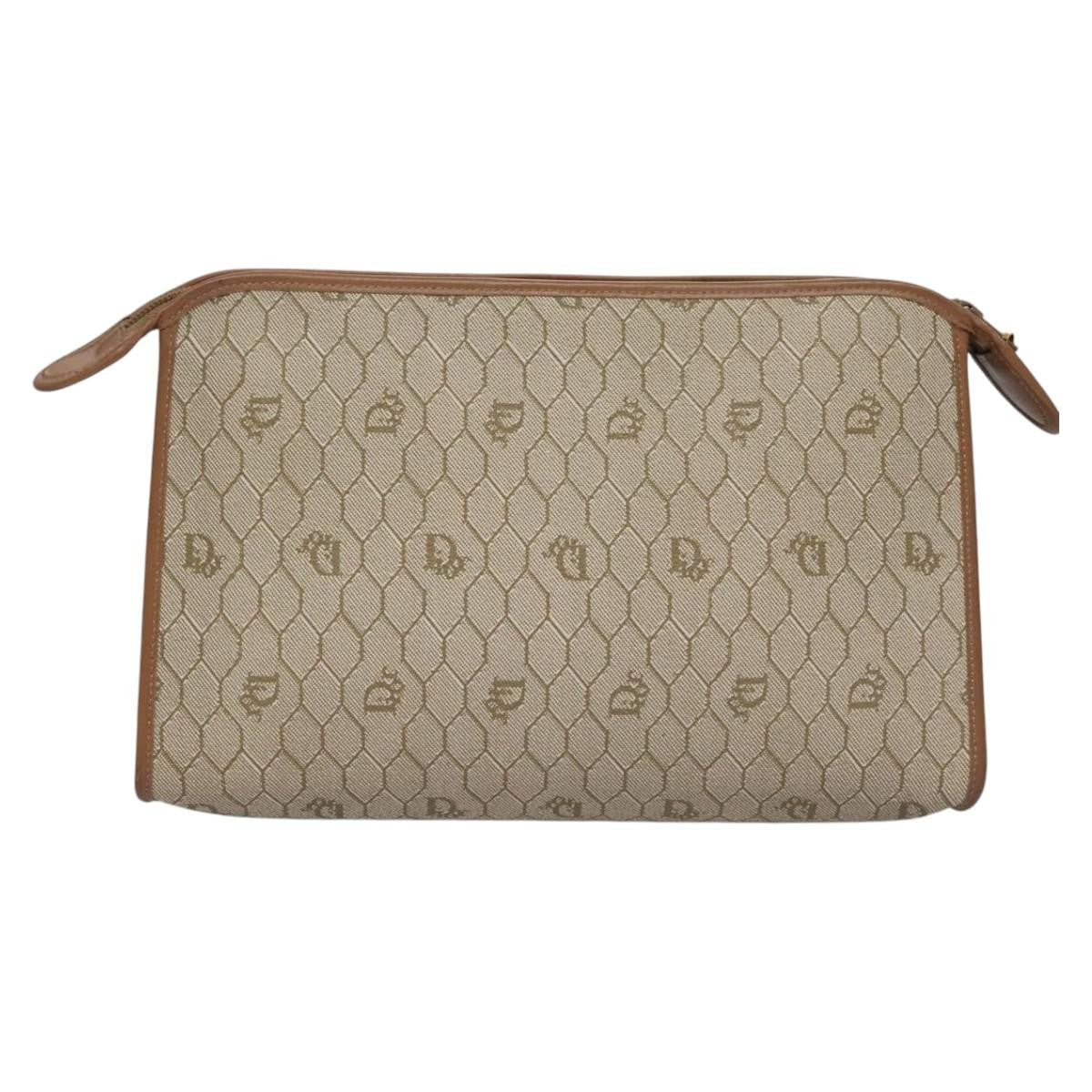 Christian Dior   Honeycomb Zip Pouch Coated Canvas Beige Pvc Clutche & Pouche Bag ()