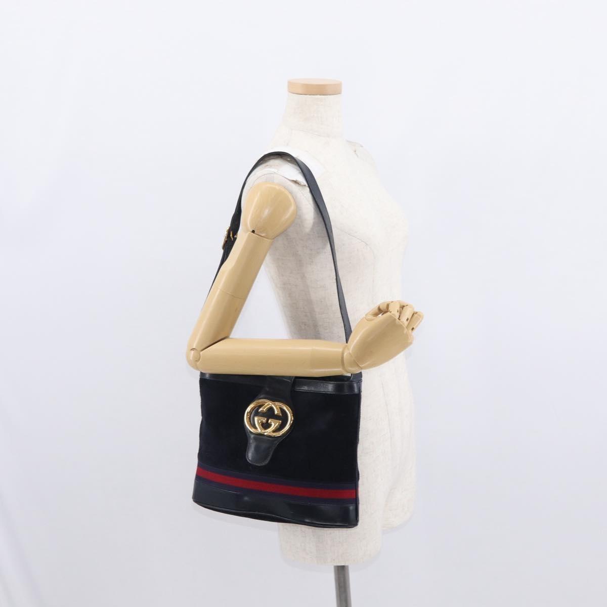 Gucci Sherry Line Shoulder Bag Suede Navy Suede Shoulder Bag Bag ( )