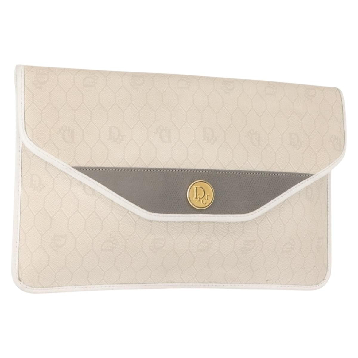 Christian Dior   Honeycomb Clutch Canvas White Canvas Clutche & Pouche Bag ()