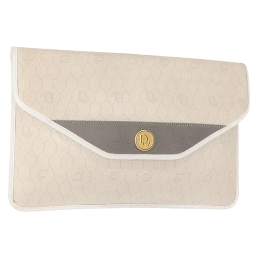 Christian Dior   Honeycomb Clutch Canvas White Canvas Clutche & Pouche Bag ()