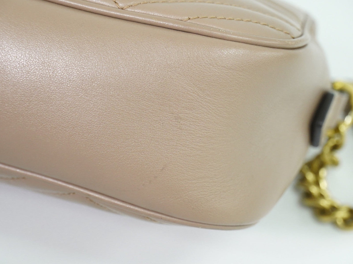 Gucci Gg Marmont Shoulder Bag Matelasse Leather Beige Leather Shoulder Bag Bag ( )