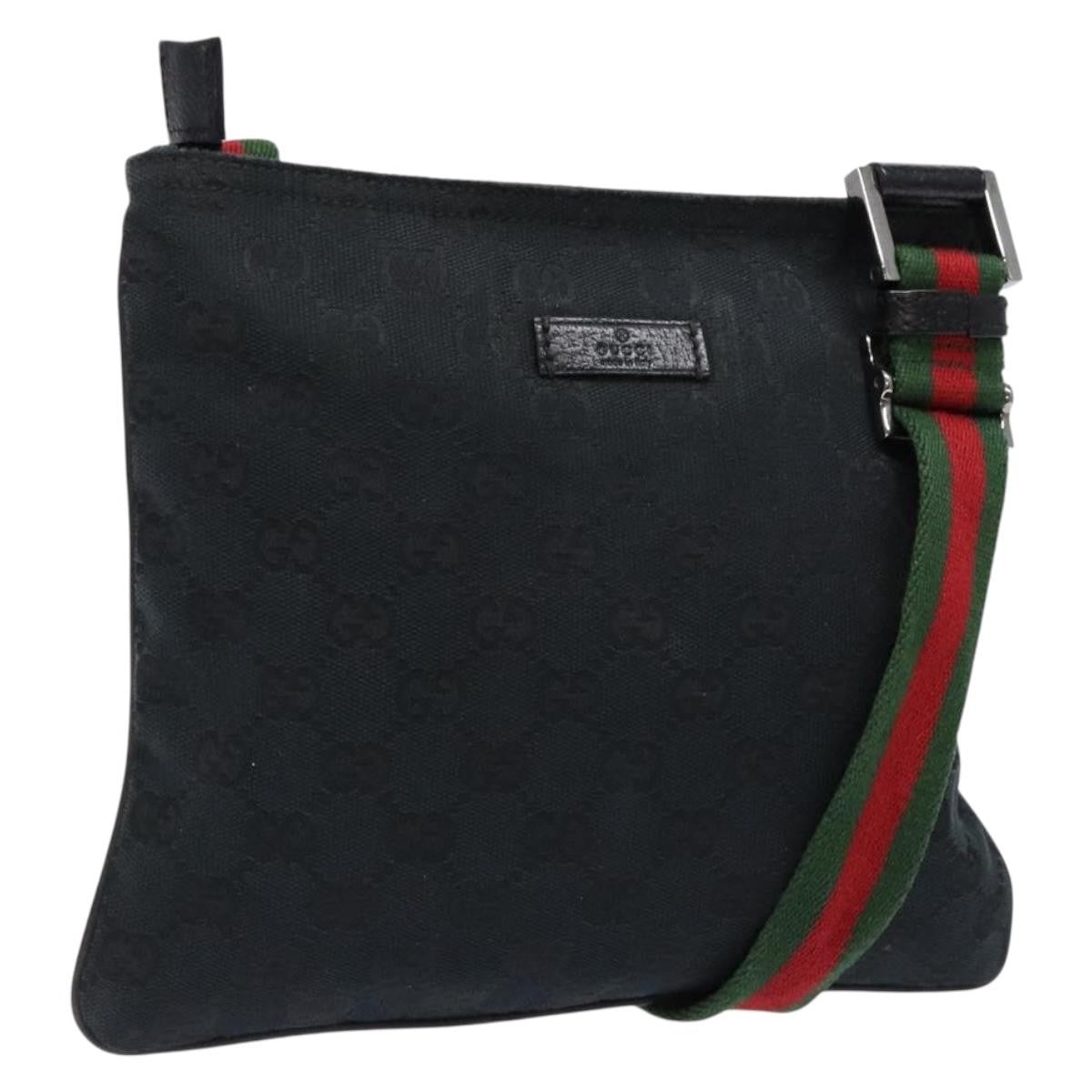 Gucci Web Strap Zip Messenger Bag Gg Canvas Black Canvas Shoulder Bag Bag ( )