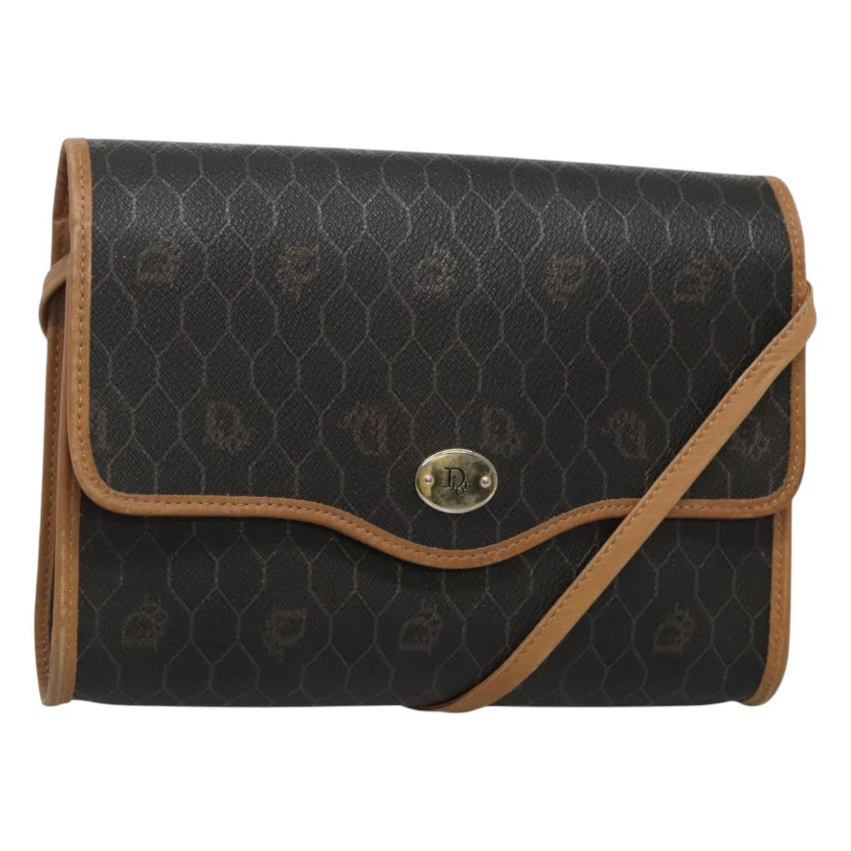 Christian Dior   Honeycomb Flap Crossbody Bag Coated Canvas Black Canvas Shoulder Bag Bag ()
