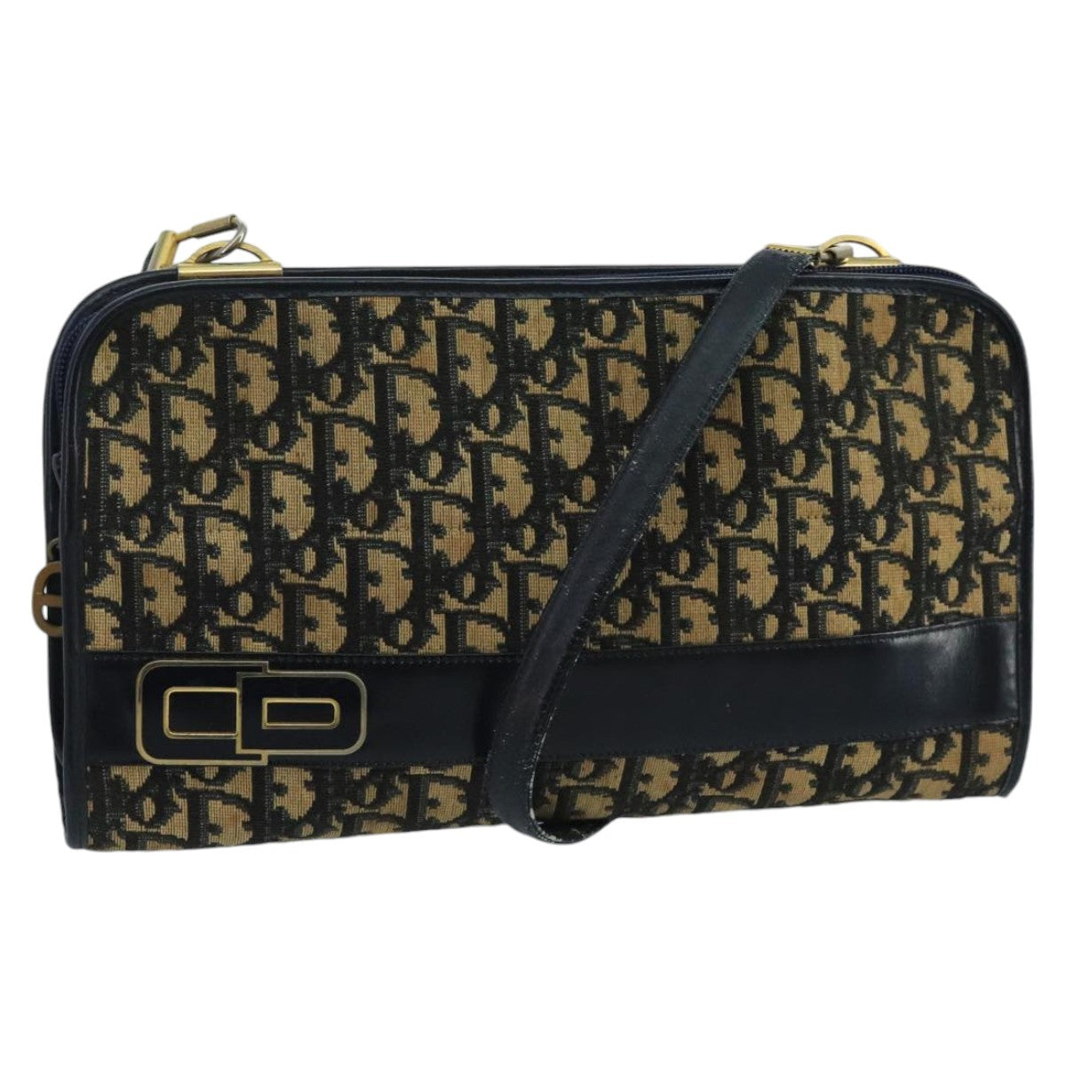 Christian Dior   Trotter Crossbody Bag Diorissimo Coated Canvas Navy Canvas Shoulder Bag Bag ()