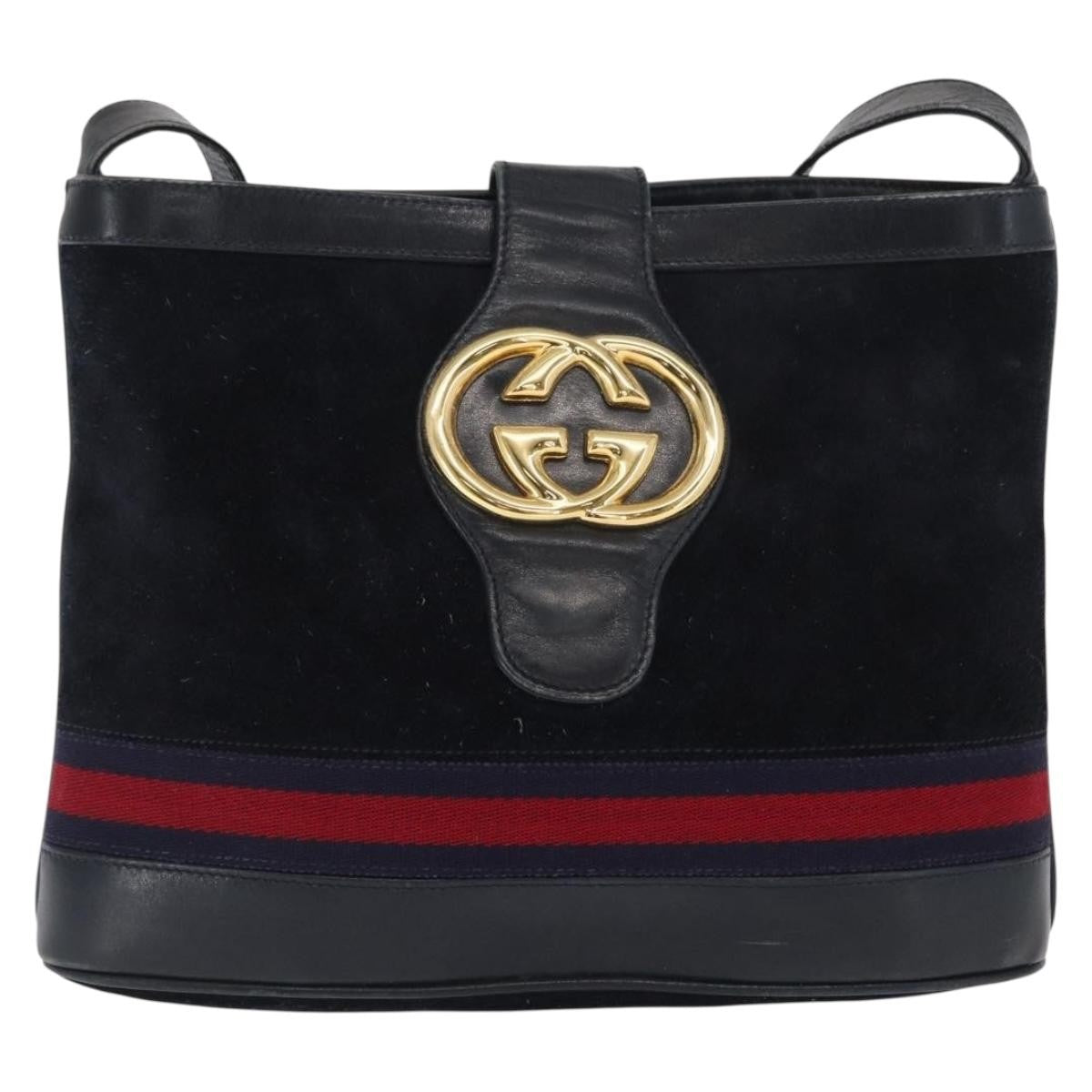 Gucci Sherry Line Shoulder Bag Suede Navy Suede Shoulder Bag Bag ( )