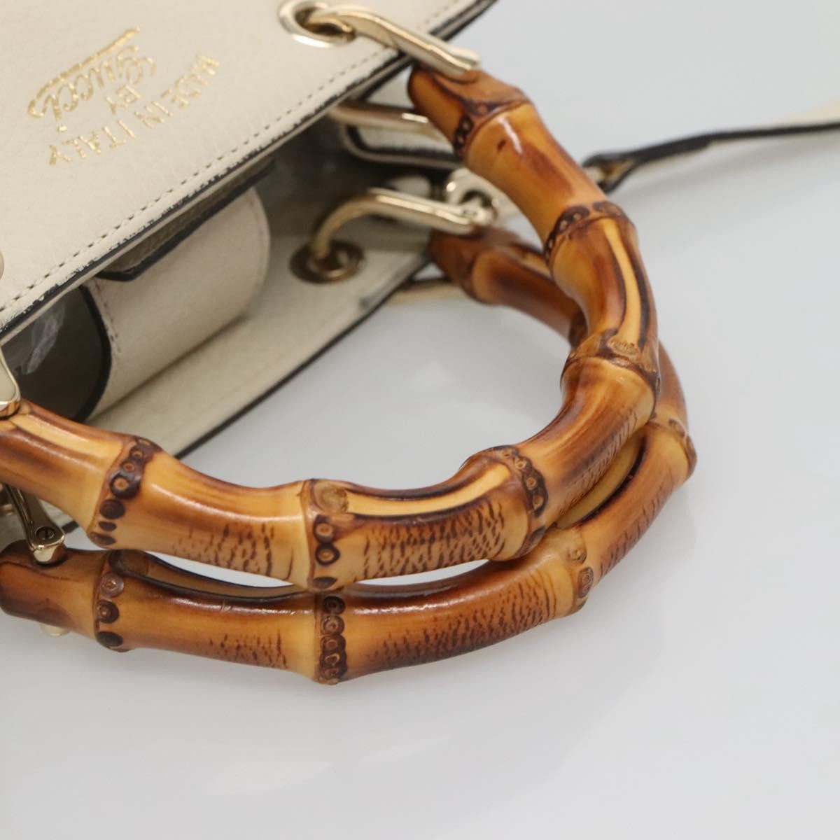 Gucci Bamboo Shopper Bag Leather White Leather Bag ( )