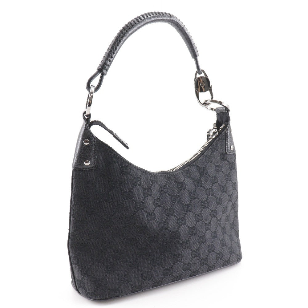 Gucci Ring Handle Zip Hobo Gg Canvas Black Canvas Shoulder Bag Bag ( )