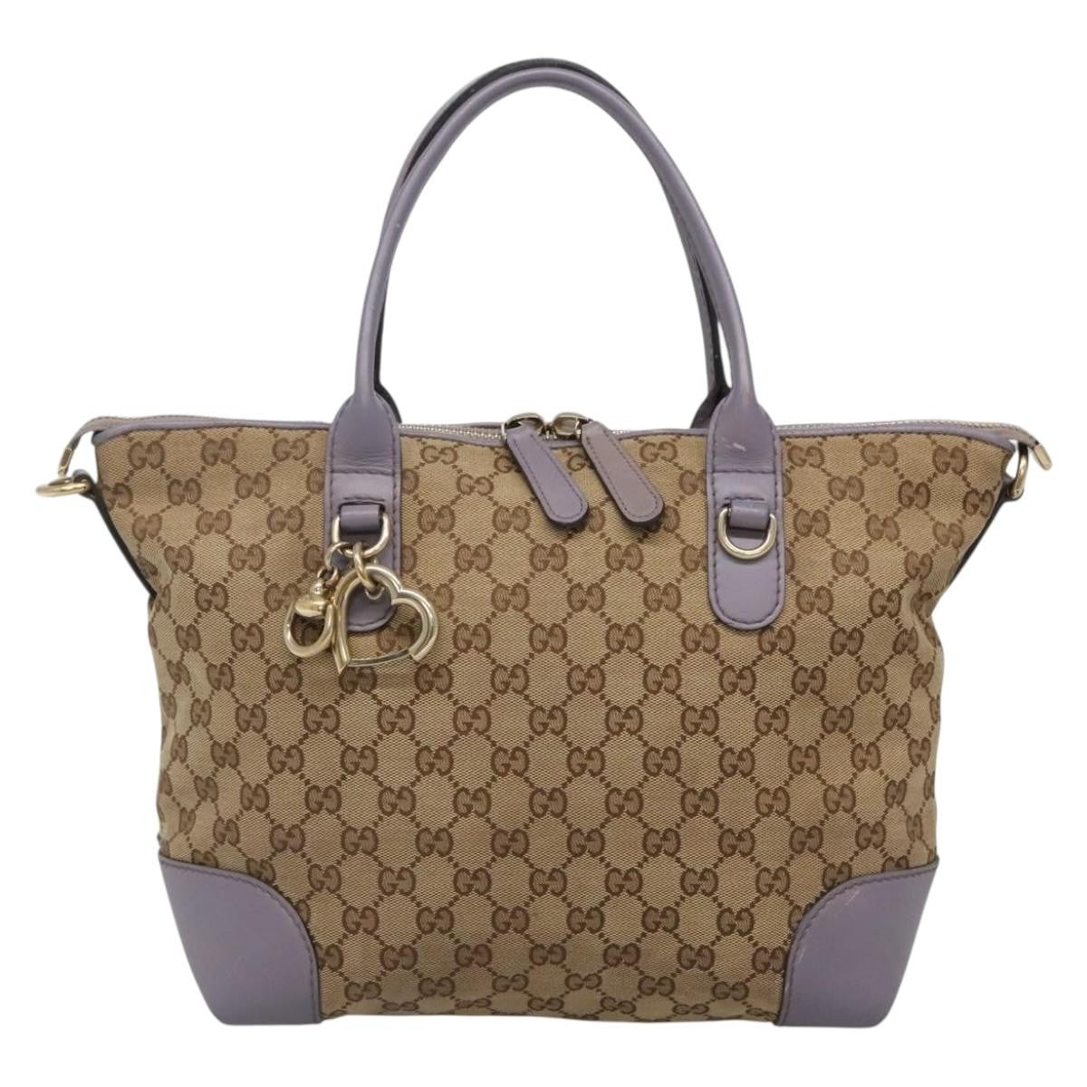 Gucci Convertible Belted Tote Gg Canvas With Leather Beige Canvas Tote Bag Bag ( )
