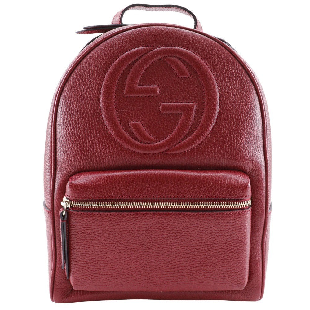 Gucci Soho Chain Backpack Leather Red Leather Backpack Bag ( )