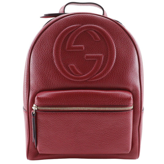 Gucci Soho Chain Backpack Leather Red Leather Backpack Bag ( )
