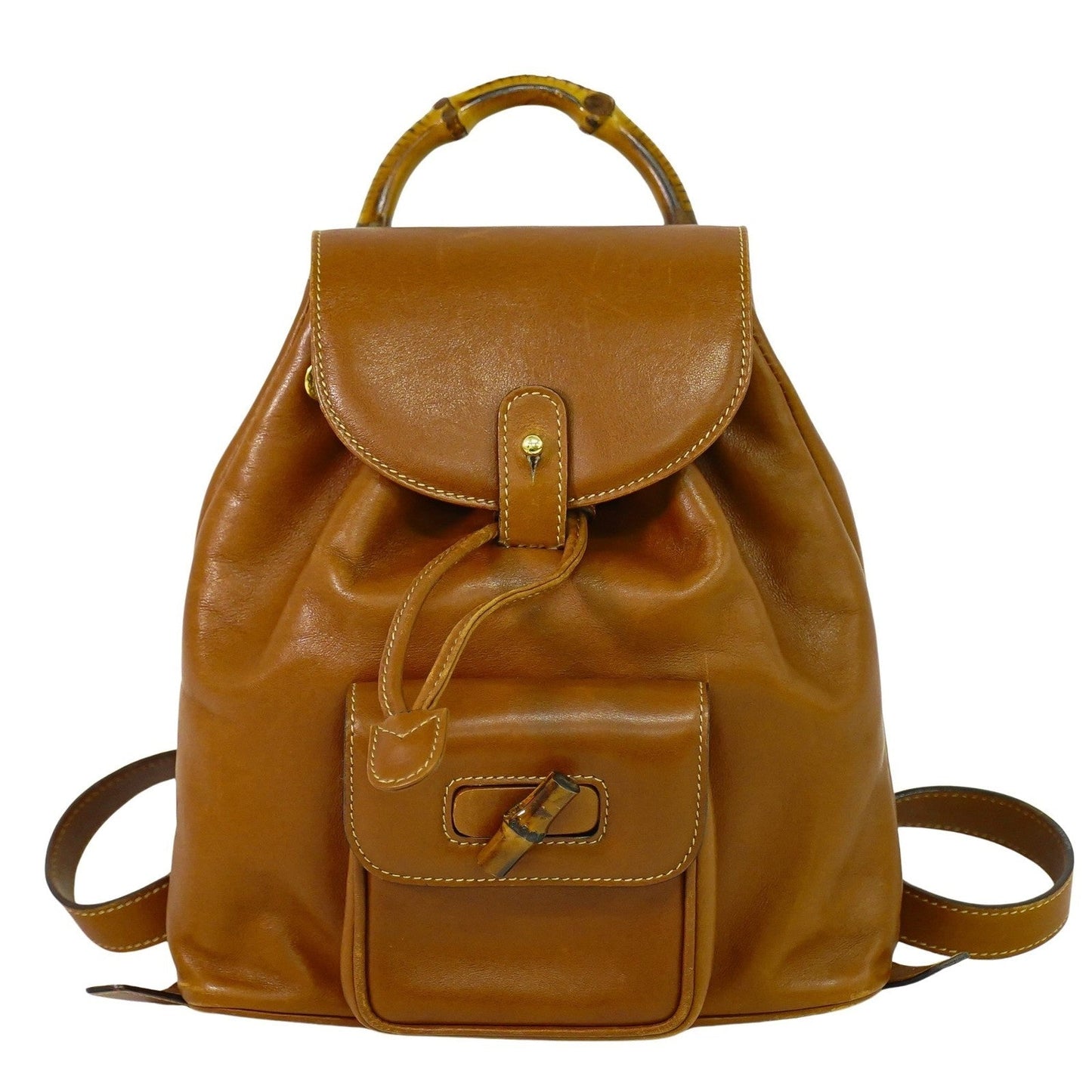 Gucci   Bamboo Backpack Leather Brown Leather Backpack Bag ( )