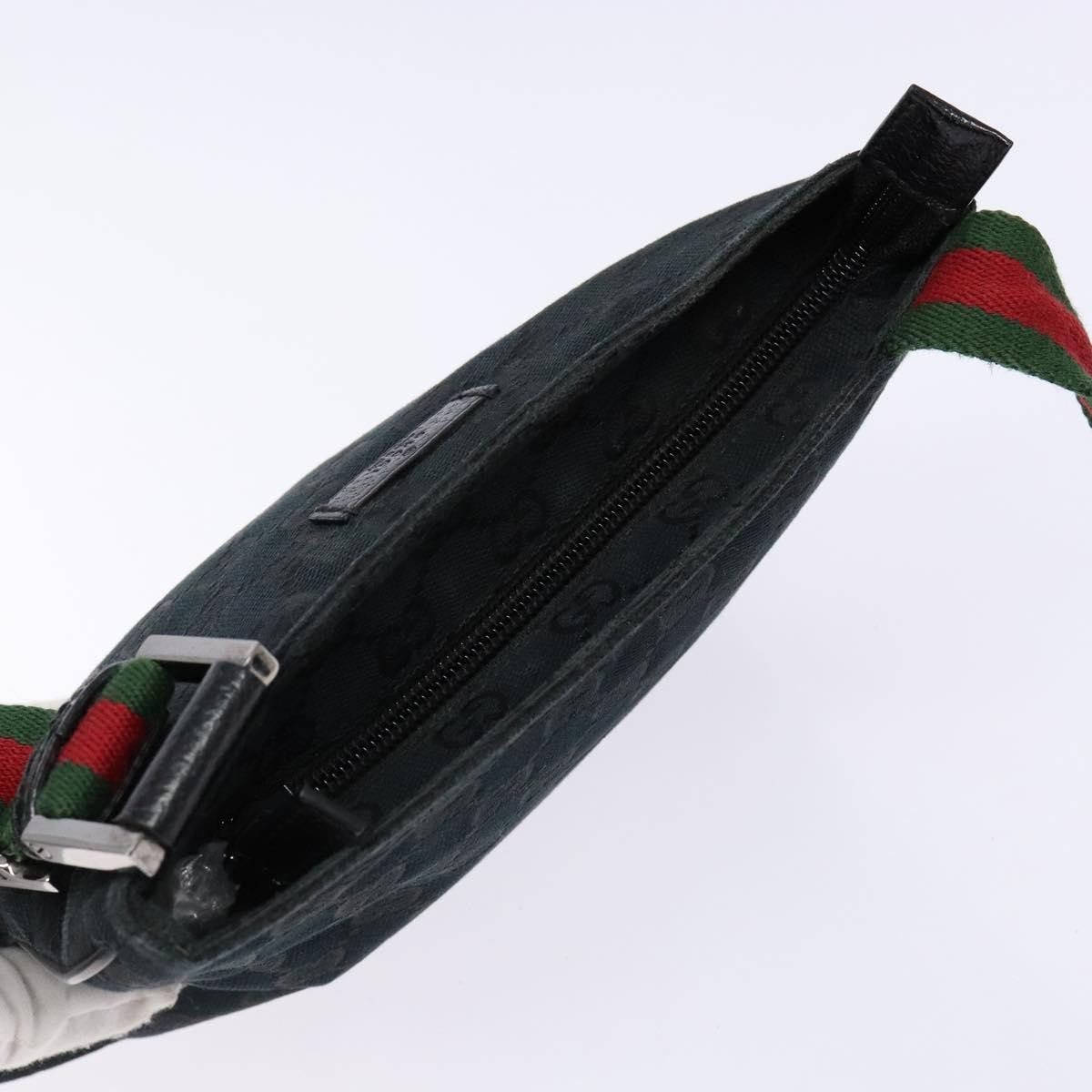 Gucci Web Strap Zip Messenger Bag Gg Canvas Black Canvas Shoulder Bag Bag ( )