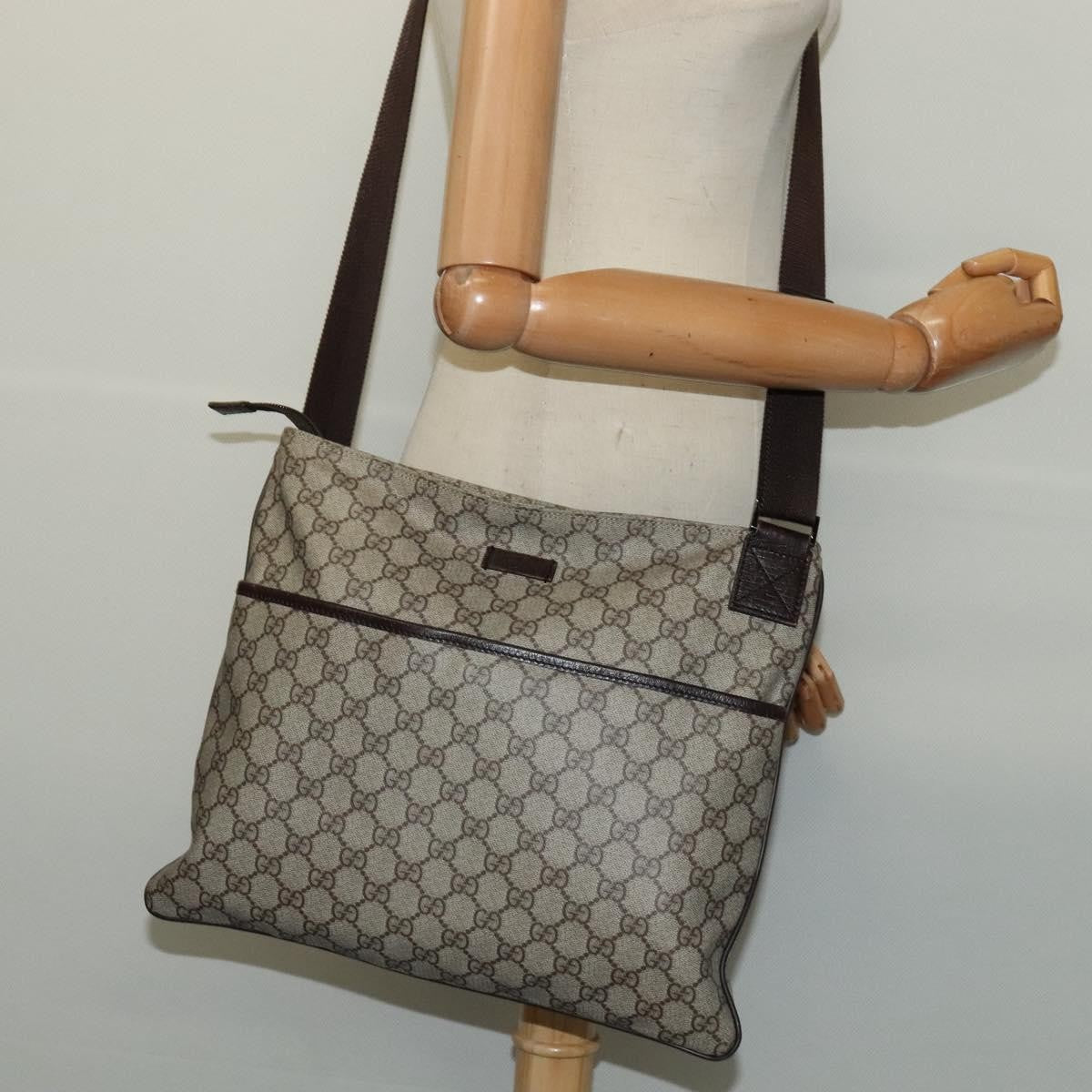 Gucci Zip Top Messenger Bag Gg Coated Canvas Beige Canvas Shoulder Bag Bag ( )