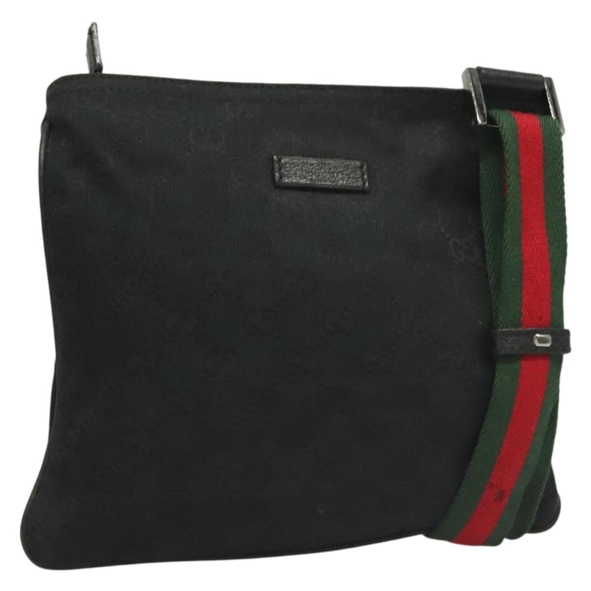 Gucci Web Strap Zip Messenger Bag Gg Canvas Black Canvas Shoulder Bag Bag ( )