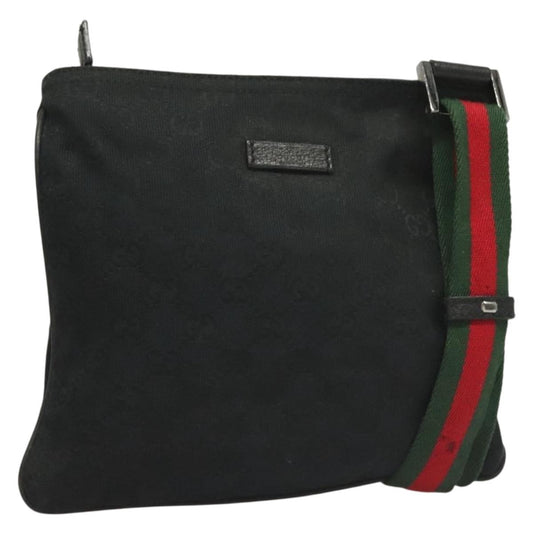 Gucci Web Strap Zip Messenger Bag Gg Canvas Black Canvas Shoulder Bag Bag ( )