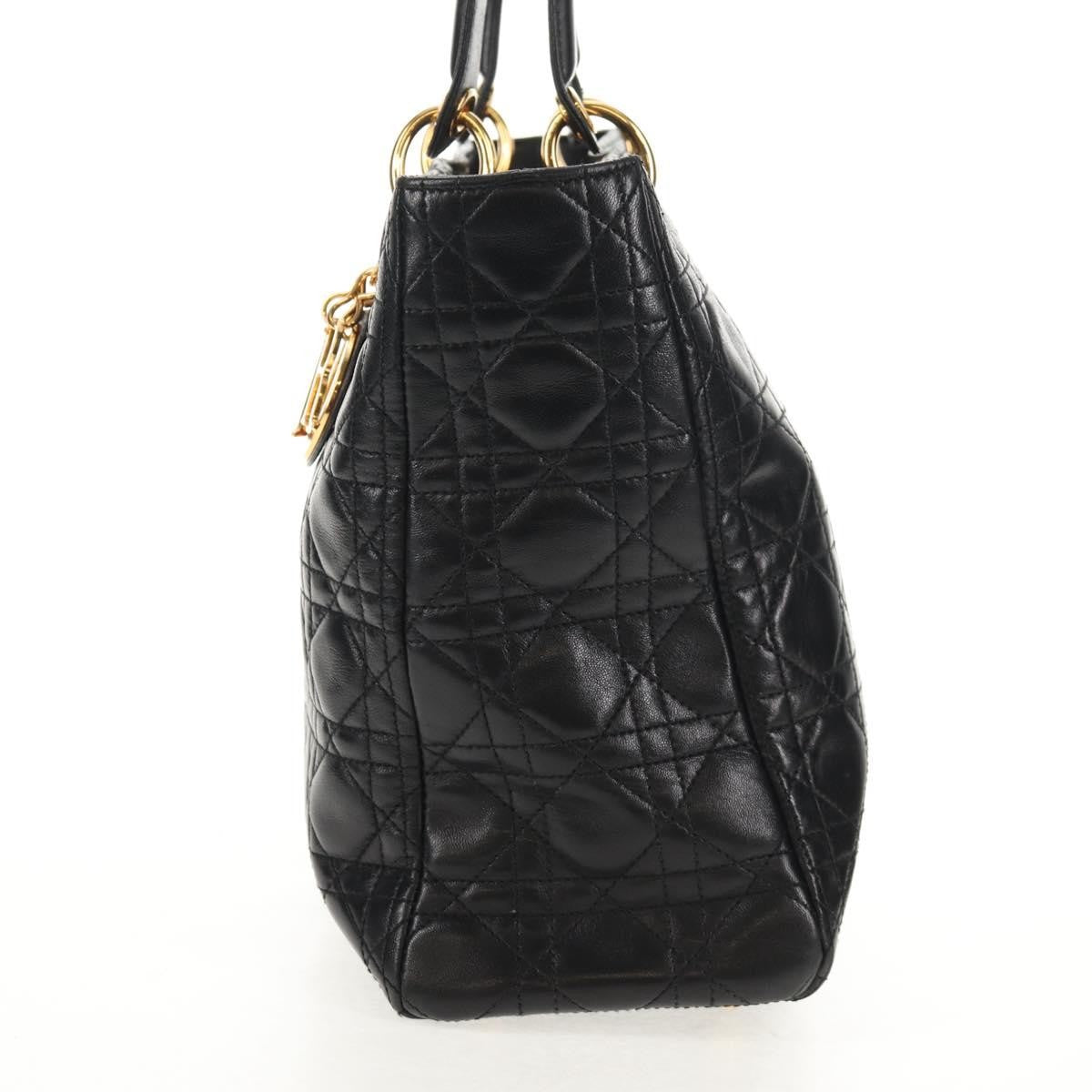 Christian Dior   Lady Dior Bag Cannage Quilt Lambskin Black Leather Bag ()
