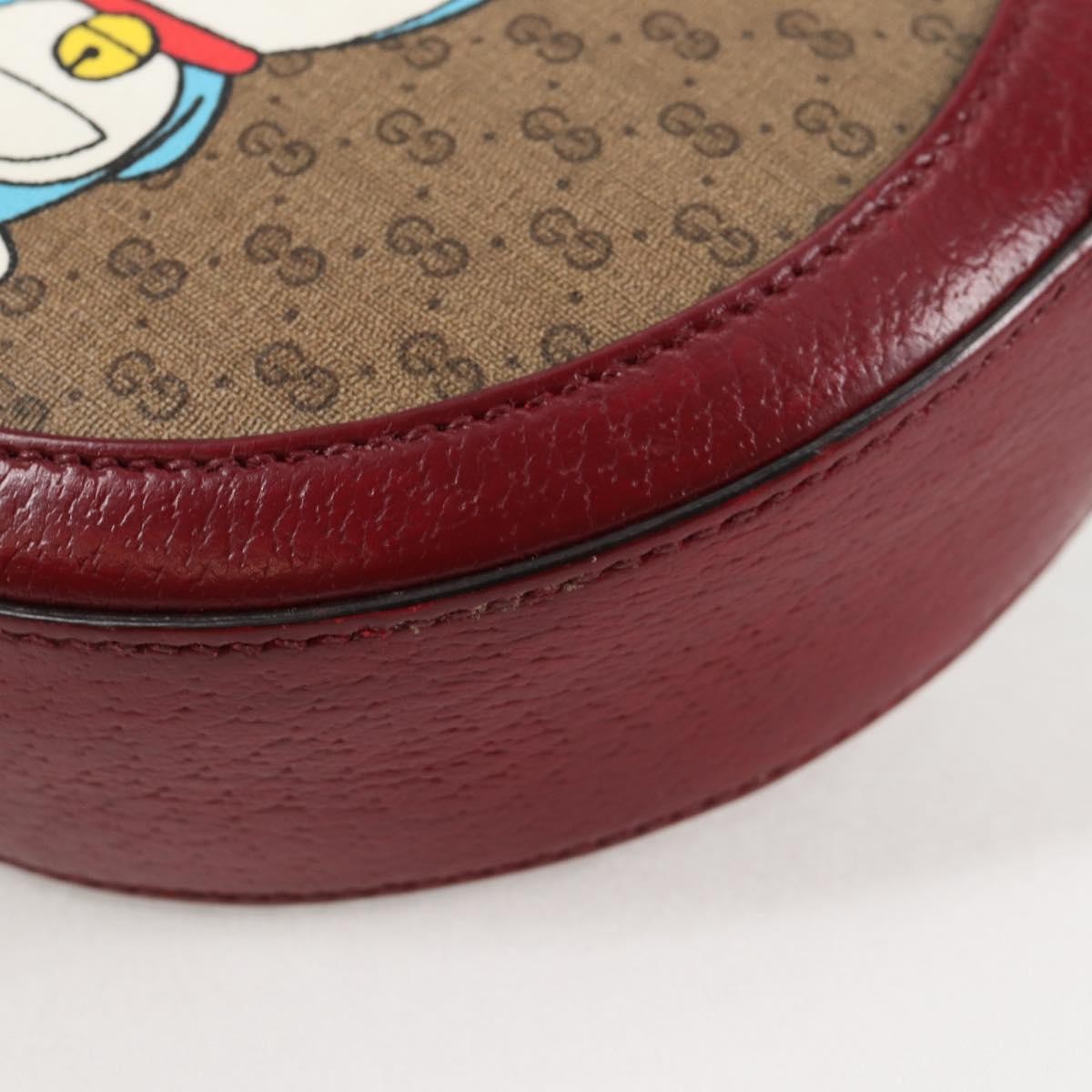 Gucci Doraemon Round Shoulder Bag Printed Mini Gg Coated Canvas Beige Pvc Bag ( )