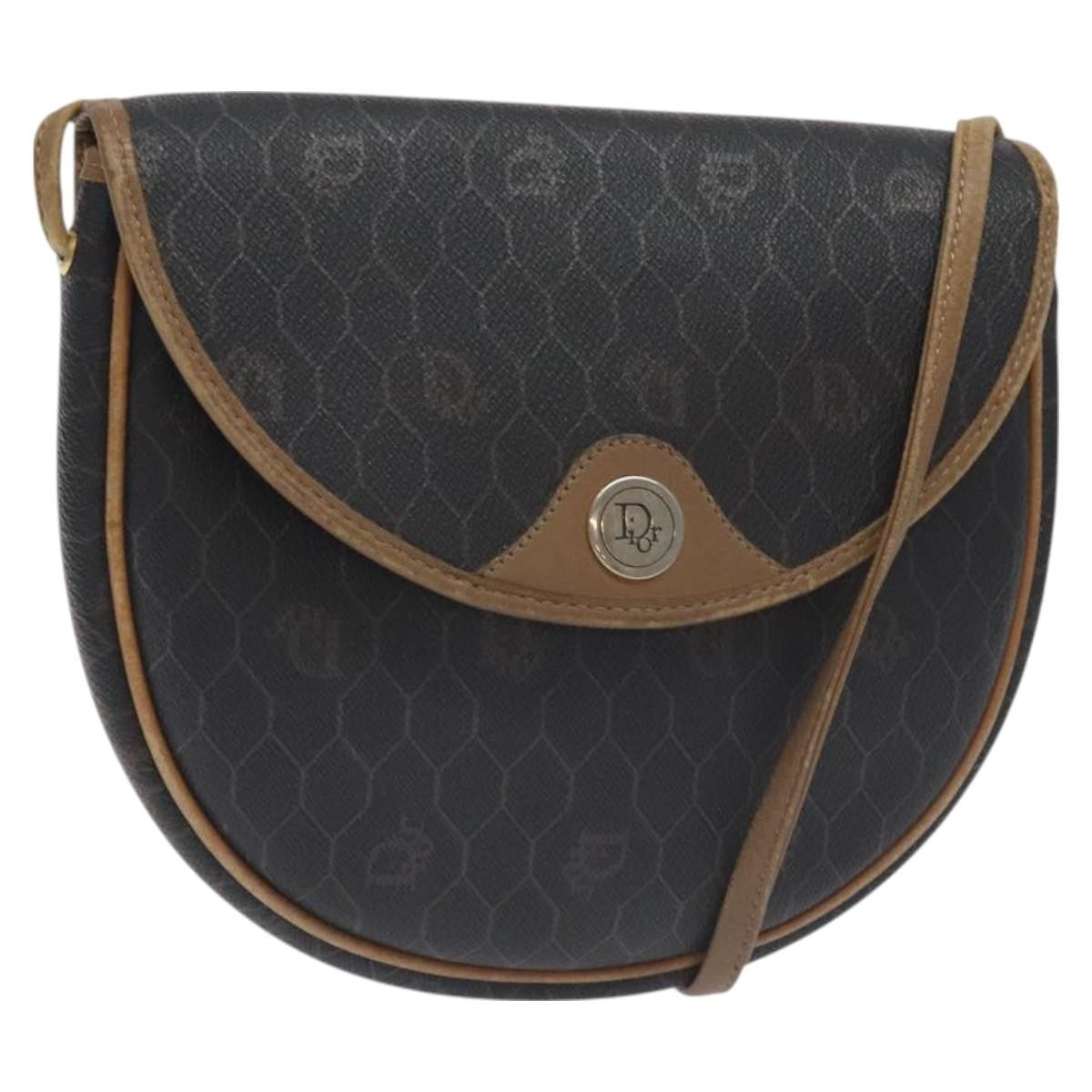 Christian Dior   Honeycomb Flap Crossbody Bag Coated Canvas Black Canvas Bag ()