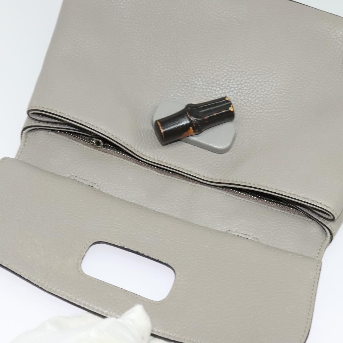 Gucci Bamboo Daily Top Handle Bag Leather Gray Leather Bag ( )