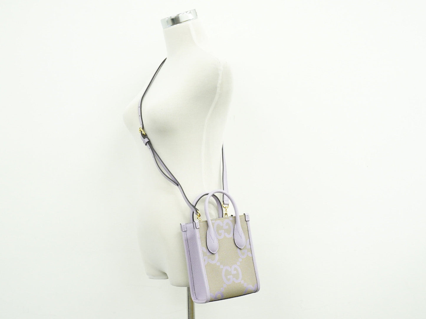 Gucci Vertical Tote Jumbo Gg Canvas Purple Canvas Bag ( )