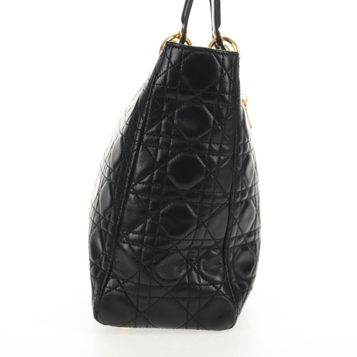Christian Dior   Lady Dior Bag Cannage Quilt Lambskin Black Leather Bag ()