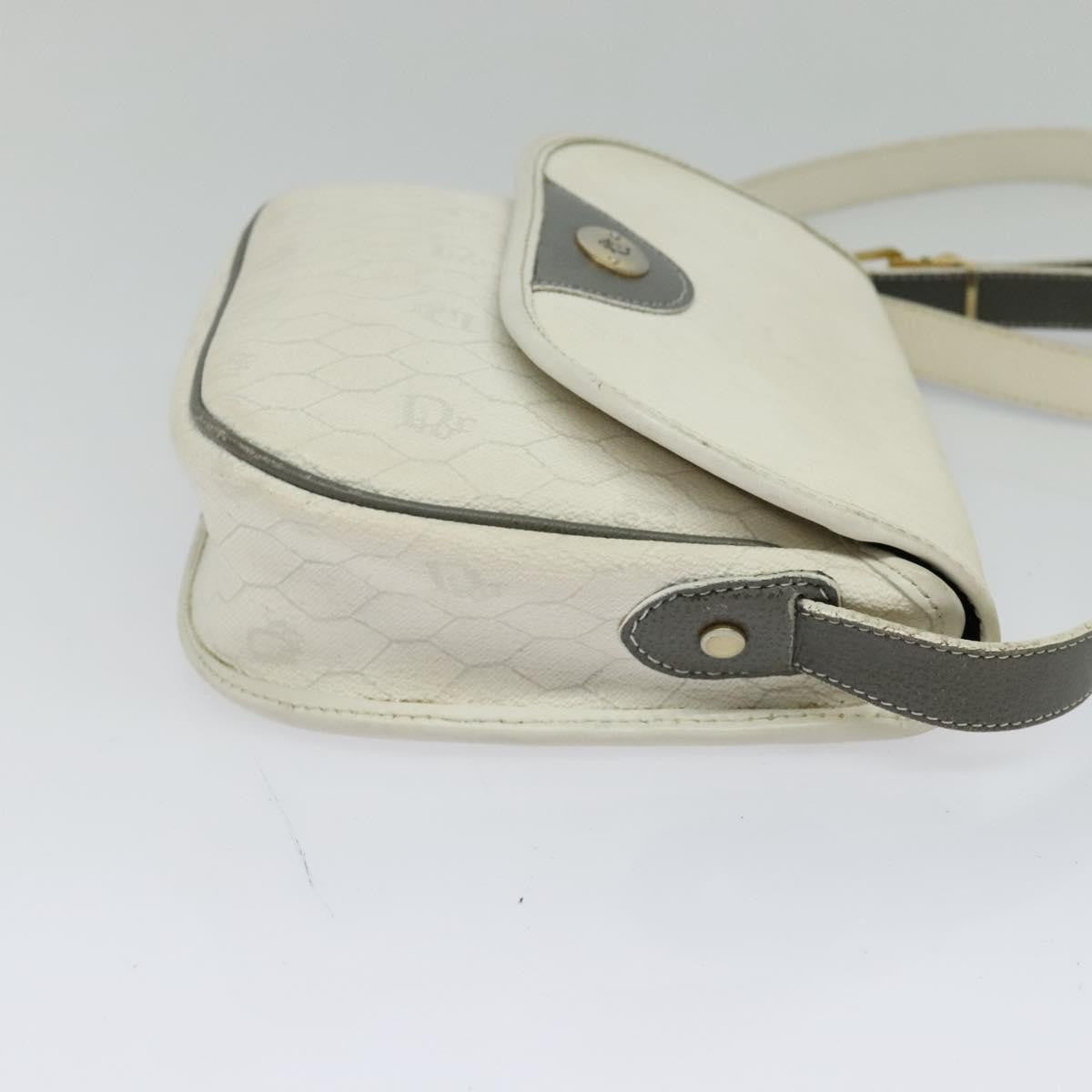 Christian Dior   Honeycomb Flap Crossbody Bag Coated Canvas White Canvas Bag ()