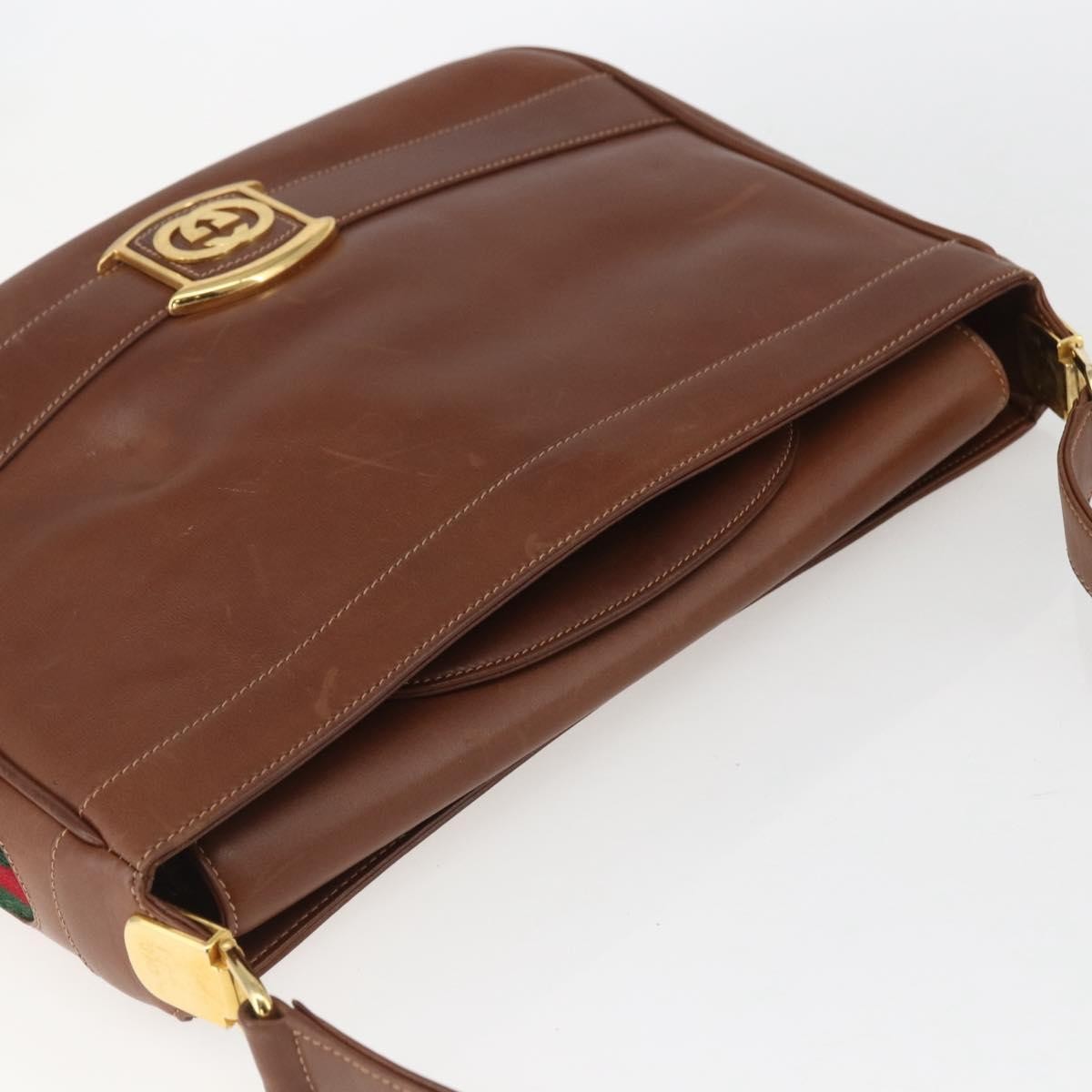 Gucci Sherry Line Shoulder Bag Leather Brown Leather Shoulder Bag Bag ( )