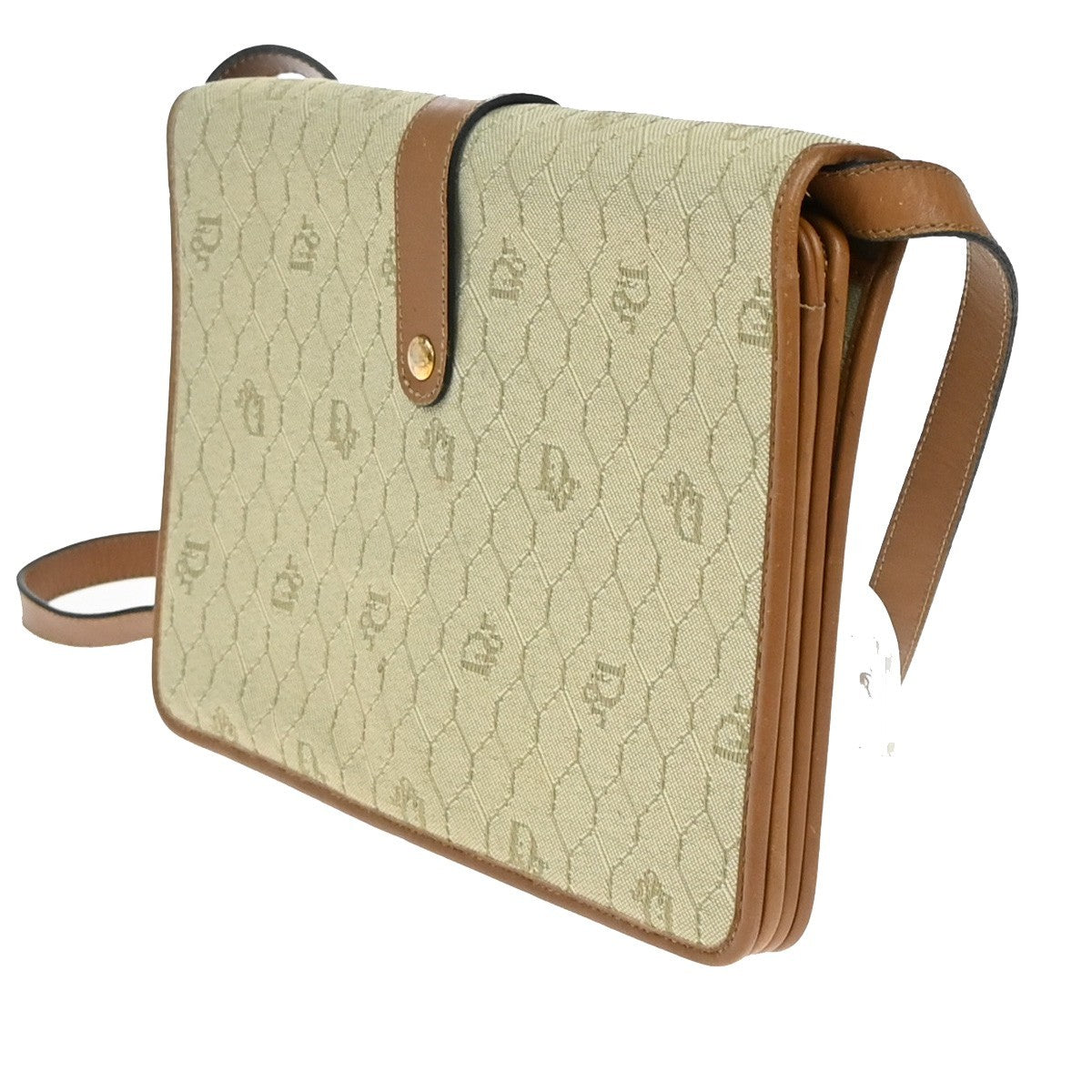 Christian Dior   Honeycomb Handbag Canvas Leather Beige Canvas Shoulder Bag Bag ()
