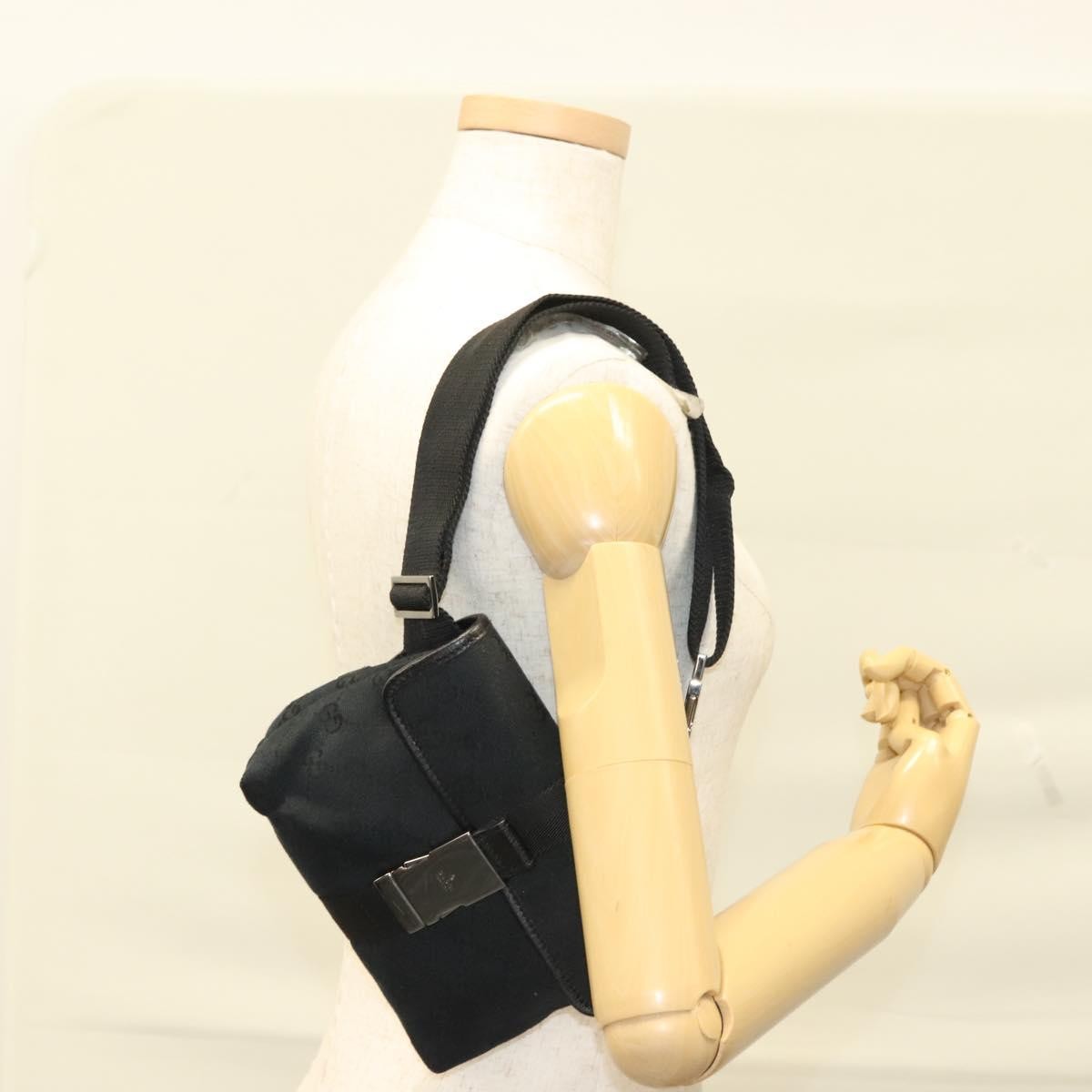Gucci Buckle Belt Bag Gg Canvas Black Canvas Bag ( )