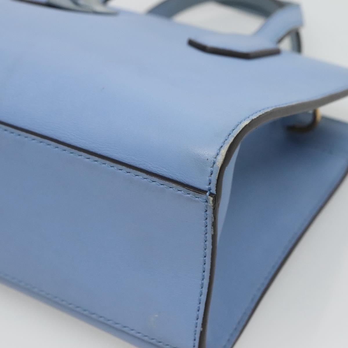 Gucci Gg Ribbon Tote Leather Blue Leather Shoulder Bag Bag ( )