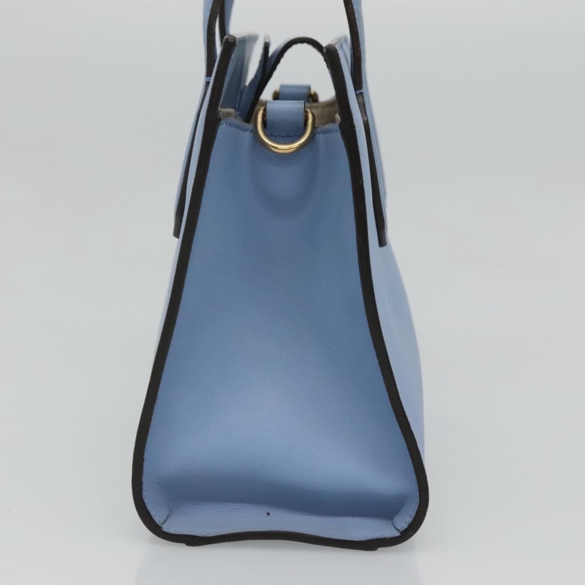 Gucci Gg Ribbon Tote Leather Blue Leather Shoulder Bag Bag ( )