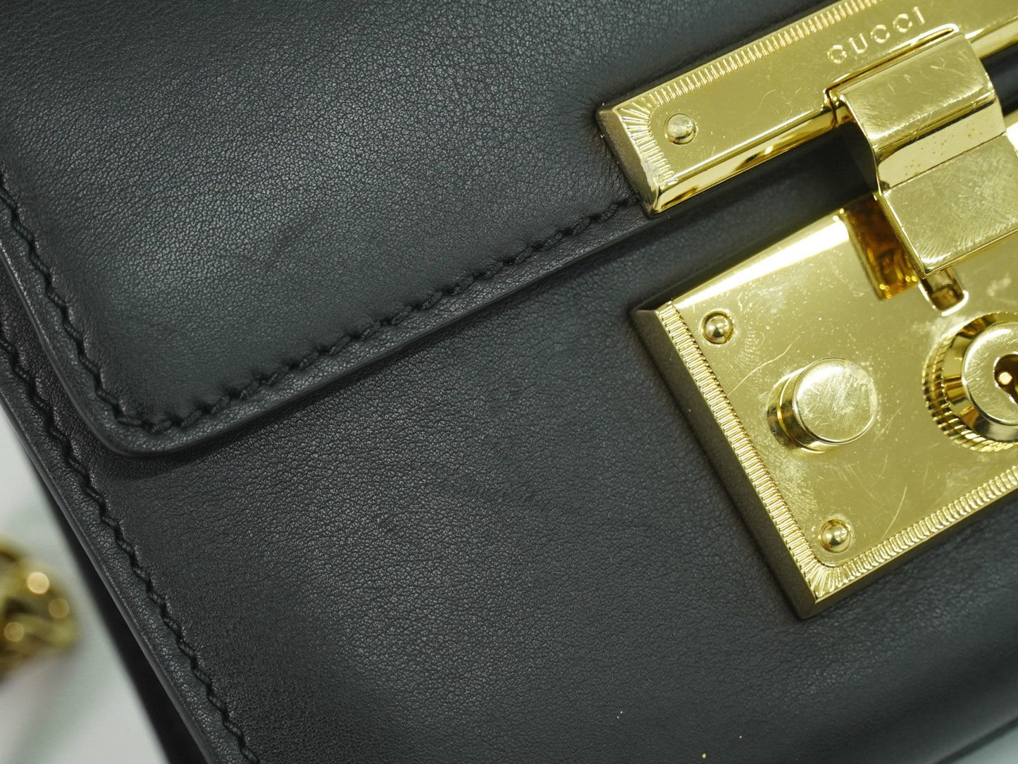Gucci Padlock Shoulder Bag Leather Black Leather Shoulder Bag Bag ( )