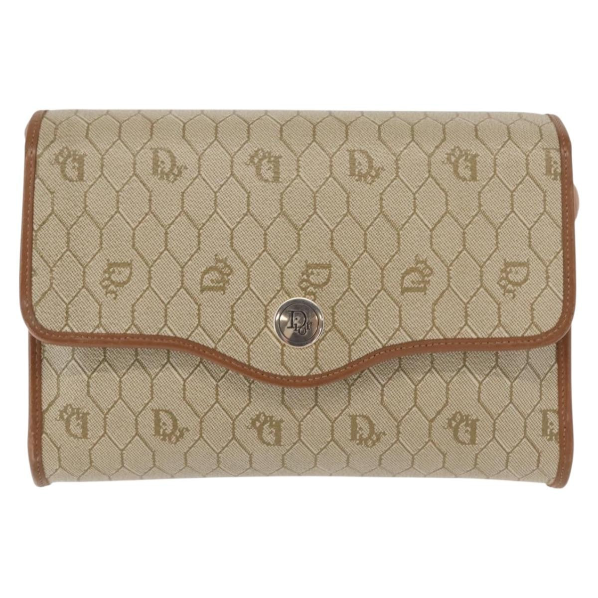 Christian Dior   Honeycomb Flap Crossbody Bag Canvas And Leather Beige Canvas Shoulder Bag Bag ()