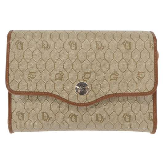 Christian Dior   Honeycomb Flap Crossbody Bag Canvas And Leather Beige Canvas Shoulder Bag Bag ()