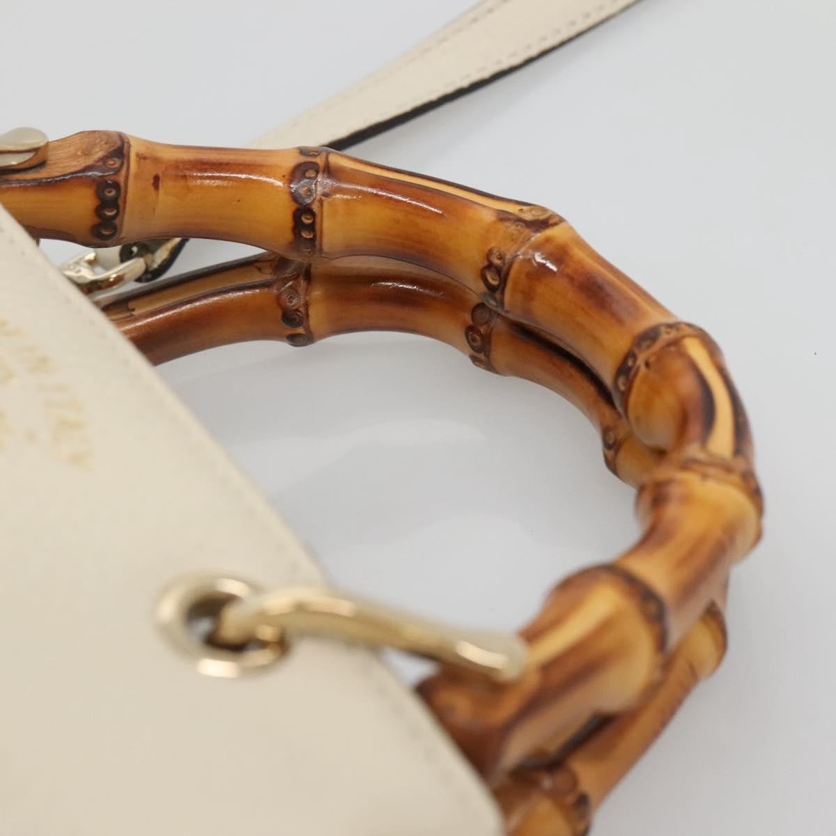 Gucci Bamboo Shopper Bag Leather White Leather Bag ( )