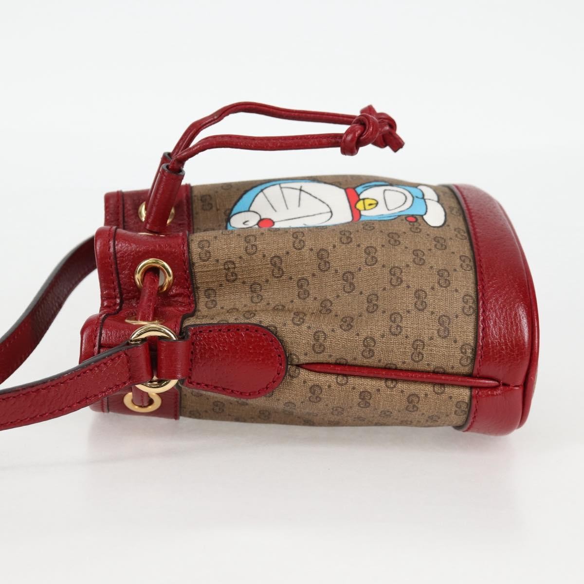 Gucci Doraemon Bucket Bag Printed Mini Gg Coated Canvas Beige Pvc Bag ( )