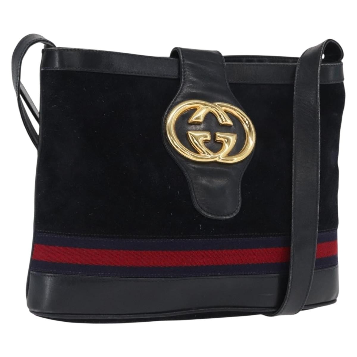 Gucci Sherry Line Shoulder Bag Suede Navy Suede Shoulder Bag Bag ( )