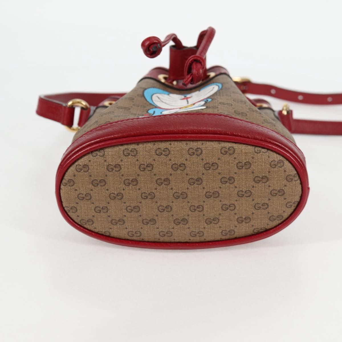 Gucci Doraemon Bucket Bag Printed Mini Gg Coated Canvas Beige Pvc Bag ( )