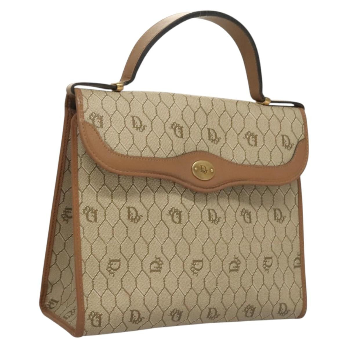 Christian Dior   Honeycomb Handbag Canvas Leather Beige Canvas Bag ()