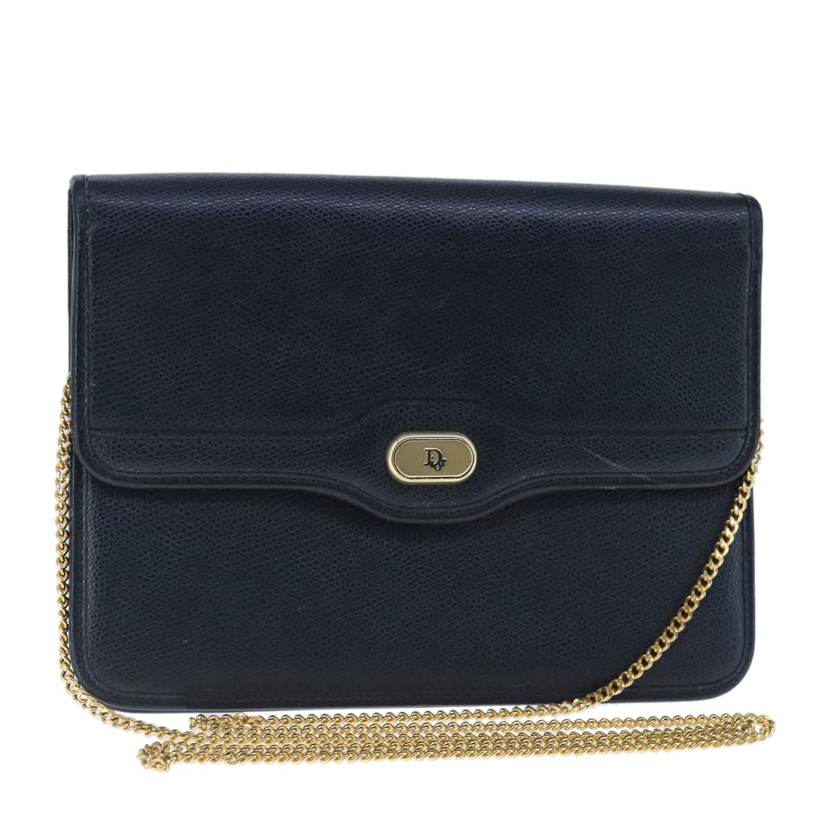 Christian Dior   Cd Chain Flap Shoulder Bag Leather Navy Leather Shoulder Bag Bag ()