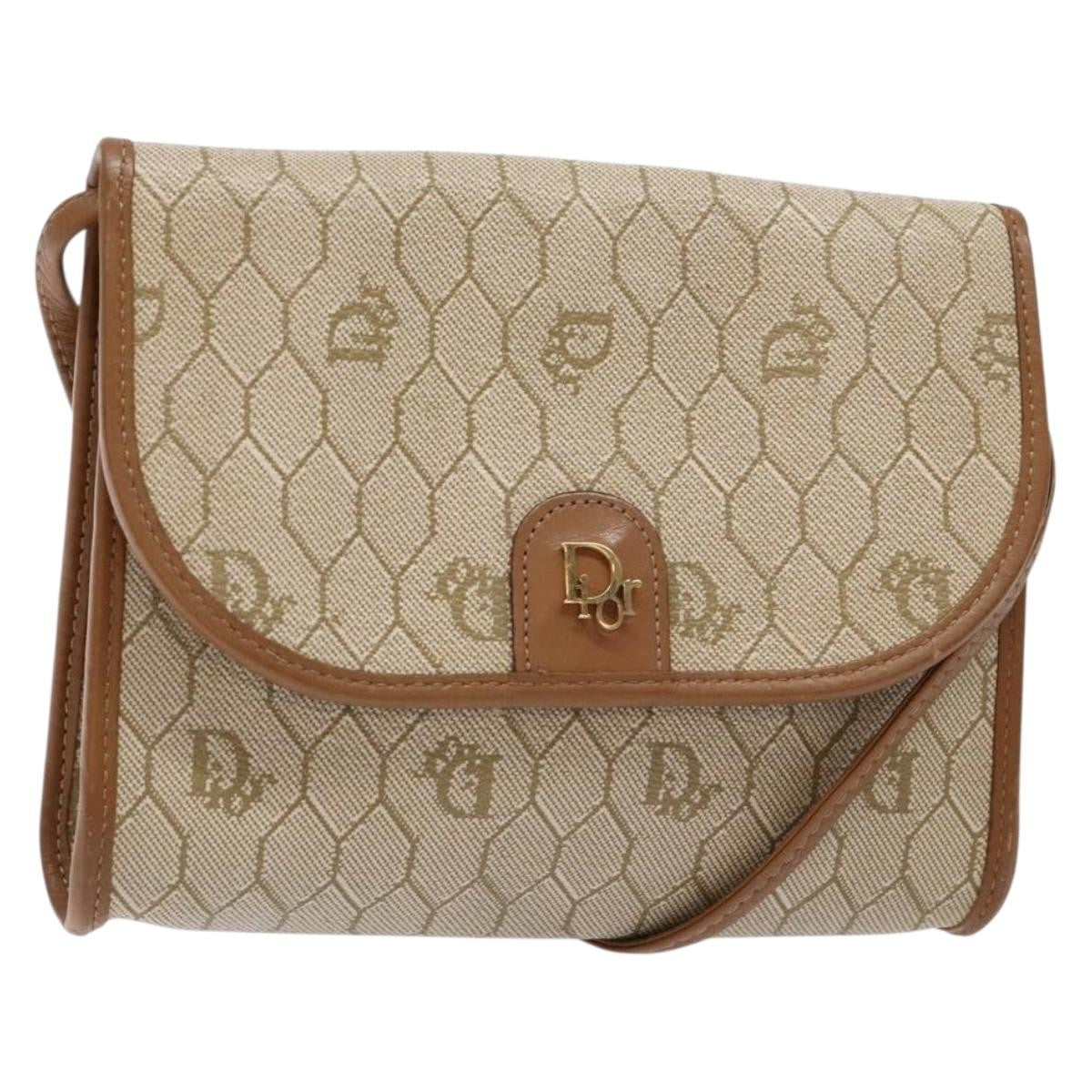 Christian Dior   Honeycomb Flap Crossbody Bag Coated Canvas Beige Pvc Bag ()
