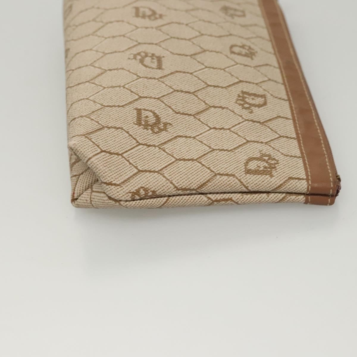 Christian Dior   Honeycomb Zip Pouch Coated Canvas Beige Pvc Bag ()